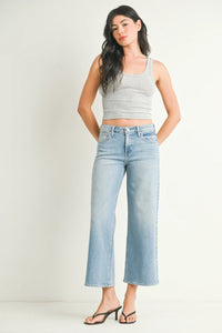 mid rise slim wide leg jean