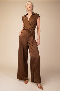 surplice collared jumpsuit