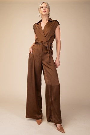 surplice collared jumpsuit