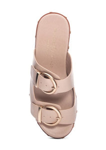 women 2 buckle wedge sandal