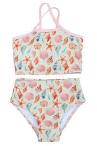 girls 2 piece swimsuit seashells