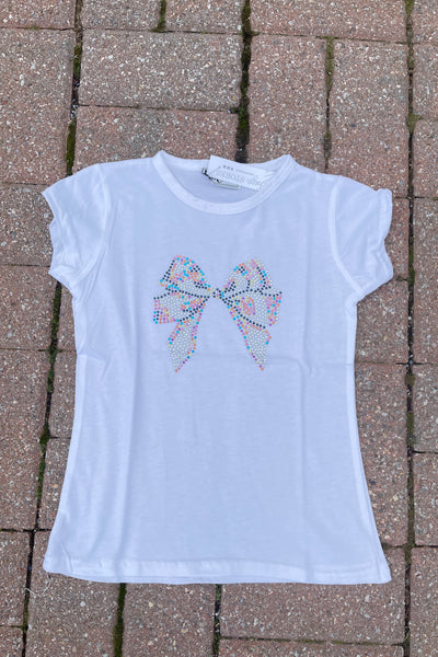 girls big bow tee