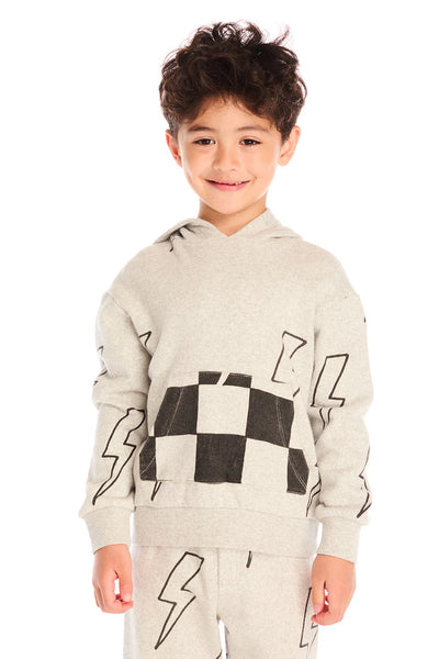 boys checkered bolts hoodie
