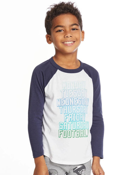kids raglan football sunday tee