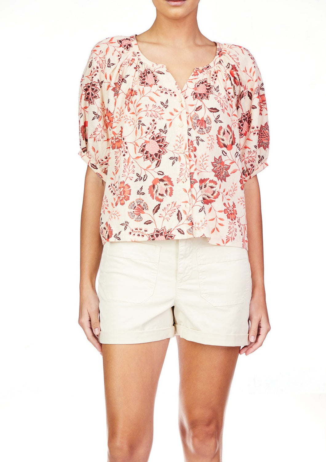 floral puff sleeve blouse