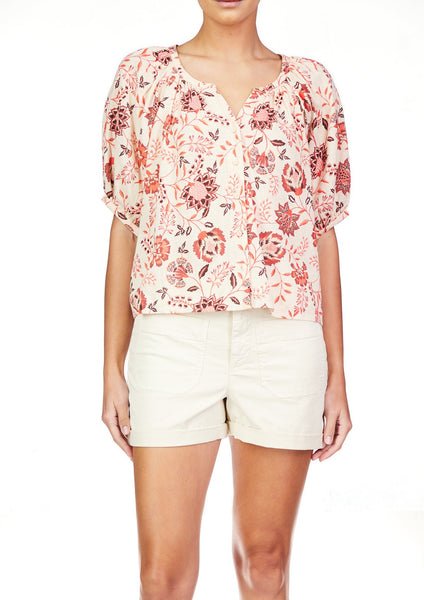 floral puff sleeve blouse