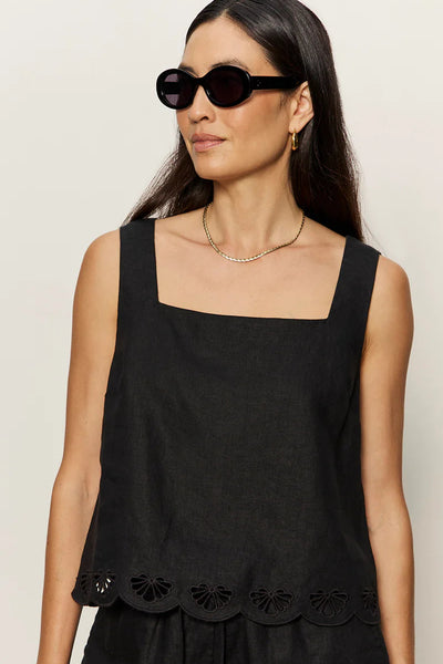 linen eyelet hem tank