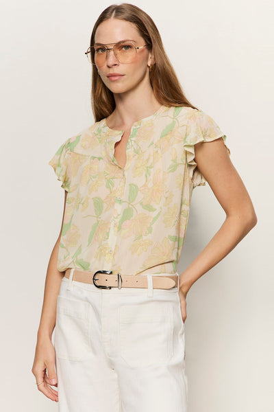 lily print ruffle blouse