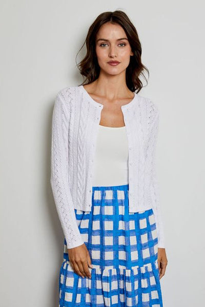 mix stitch button cardigan