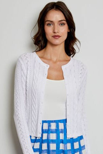 mix stitch button cardigan