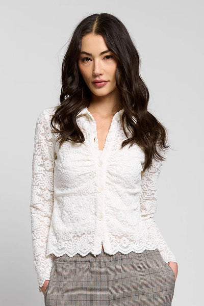 Stretch Lace Button Blouse