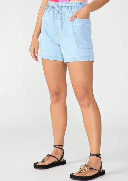 women pull on shorts with tie