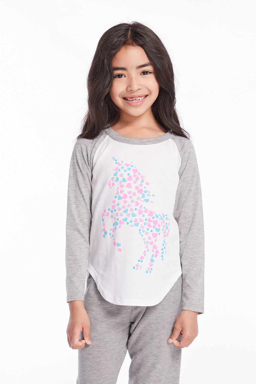 girls unicorn hearts raglan tee