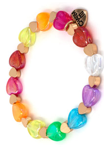 rainbow heart bead bracelet