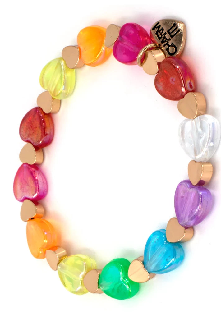rainbow heart bead bracelet
