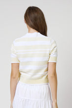 Load image into Gallery viewer, short sleeve laceup stripe sweater

