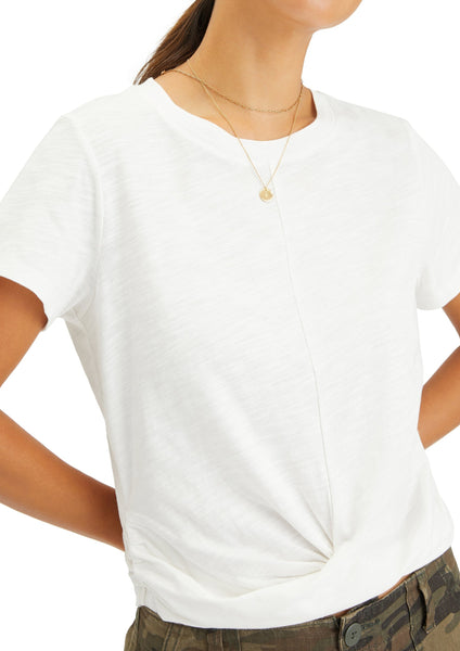 women slub short sleeve twist hem tee