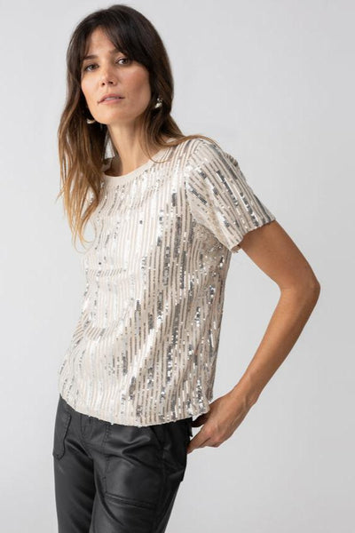 sequin short sleeve top