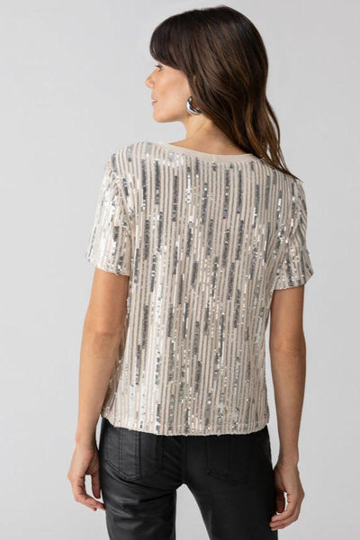 sequin short sleeve top