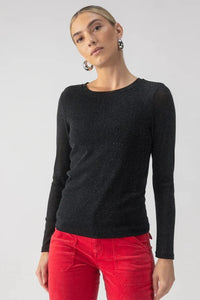 sparkle mesh long sleeve top