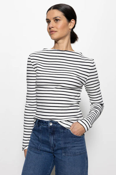 stripe rib long sleeve tee