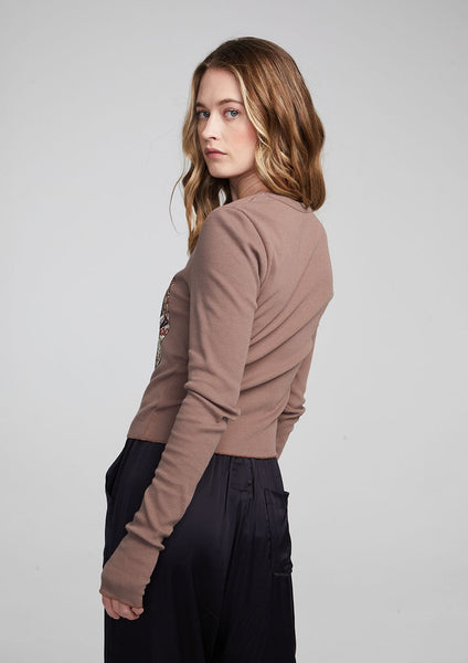 rib paisley lips long sleeve tee