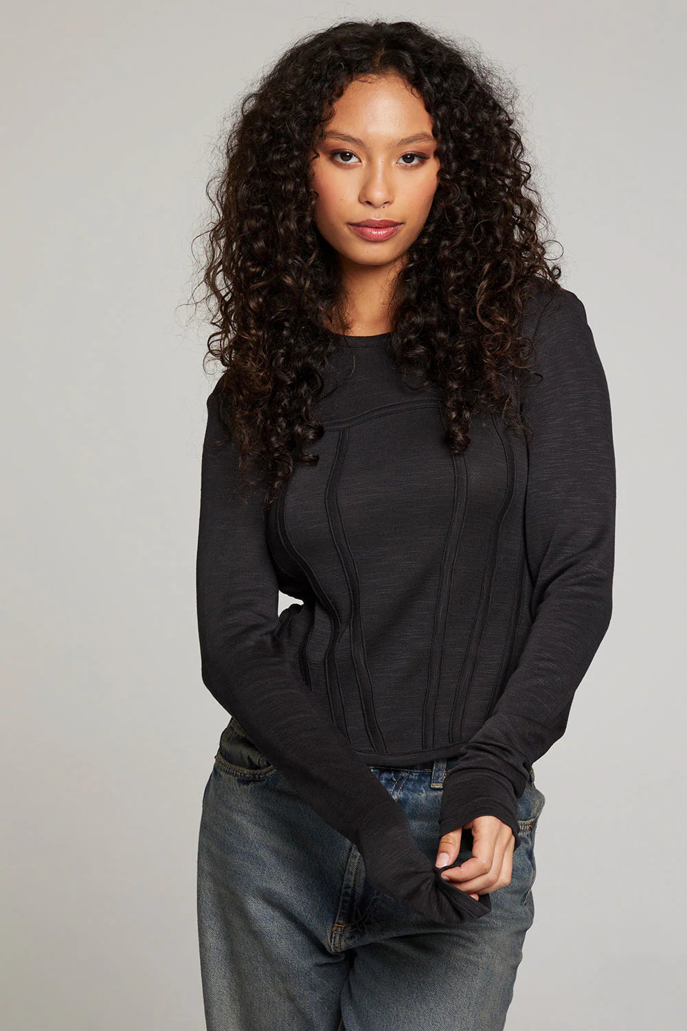 long sleeve corset tee
