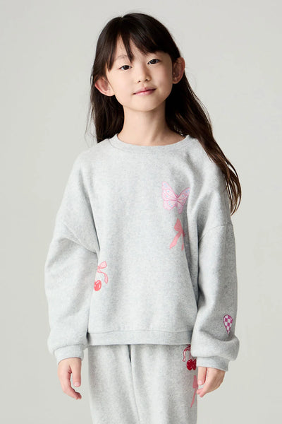 girls cozy cherry bow top