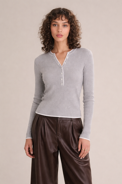 rib layered henley top