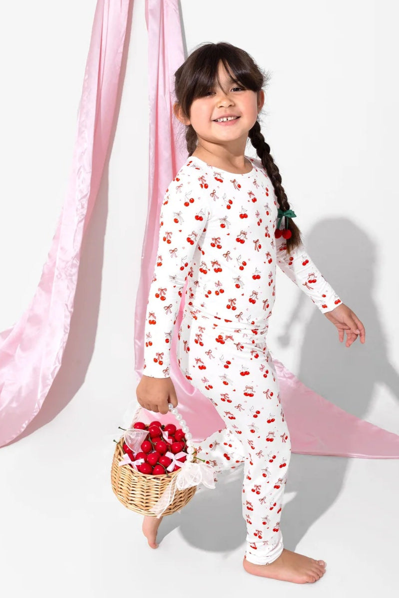 girls cherry on top pj set