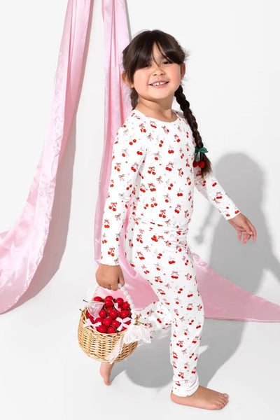 girls cherry on top pj set