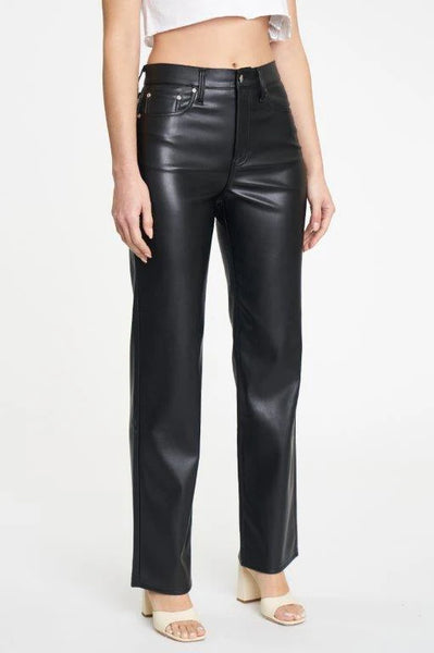 faux leather straight jean