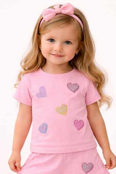 girls hearts short sleeve tee