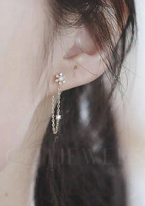 cz flower thread earring