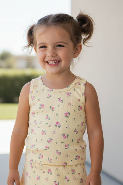girls rib floral tank