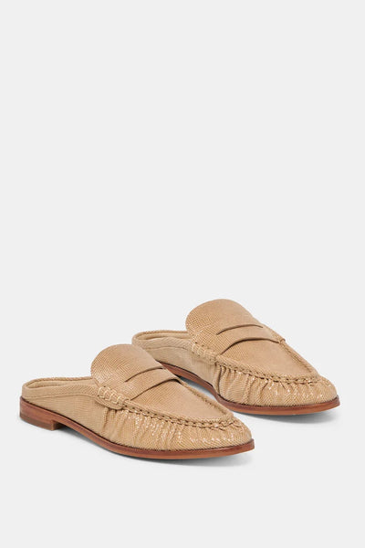 Embossed Suede Loafer Slide