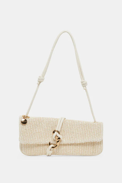 raffia baguette hook bag