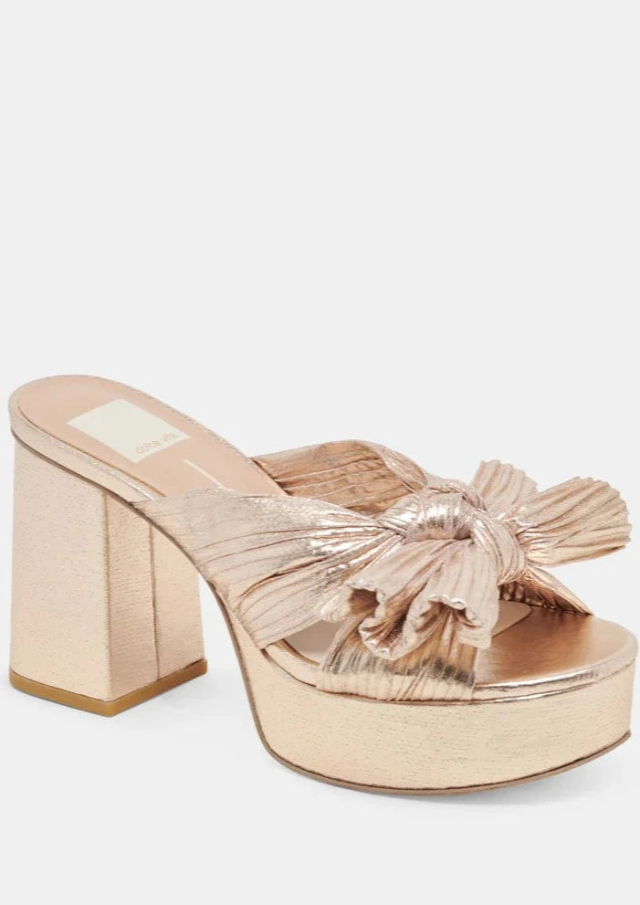 pleat knot platform sandal