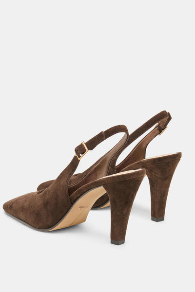 Square Toe Suede Sling Back Heel