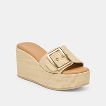 Load image into Gallery viewer, raffia buckle wedge sandal
