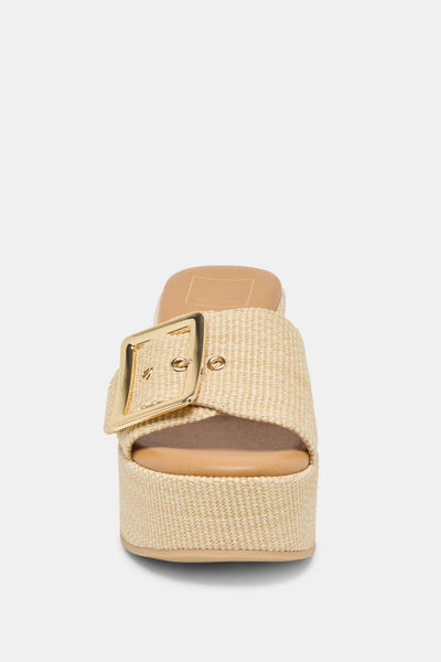 raffia buckle wedge sandal