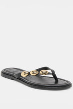 Load image into Gallery viewer, metal trim leather thong sandal
