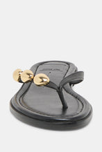 Load image into Gallery viewer, metal trim leather thong sandal
