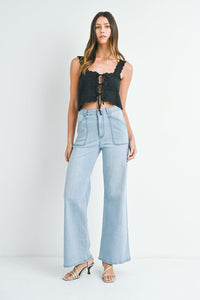 patch pocket wide leg flare s287