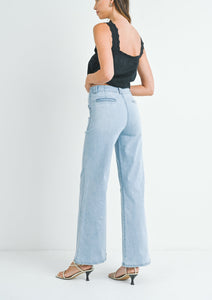 patch pocket wide leg flare