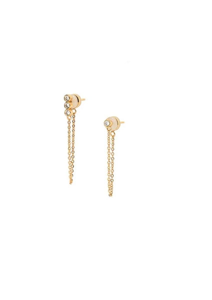 gold filled crystal chain earring
