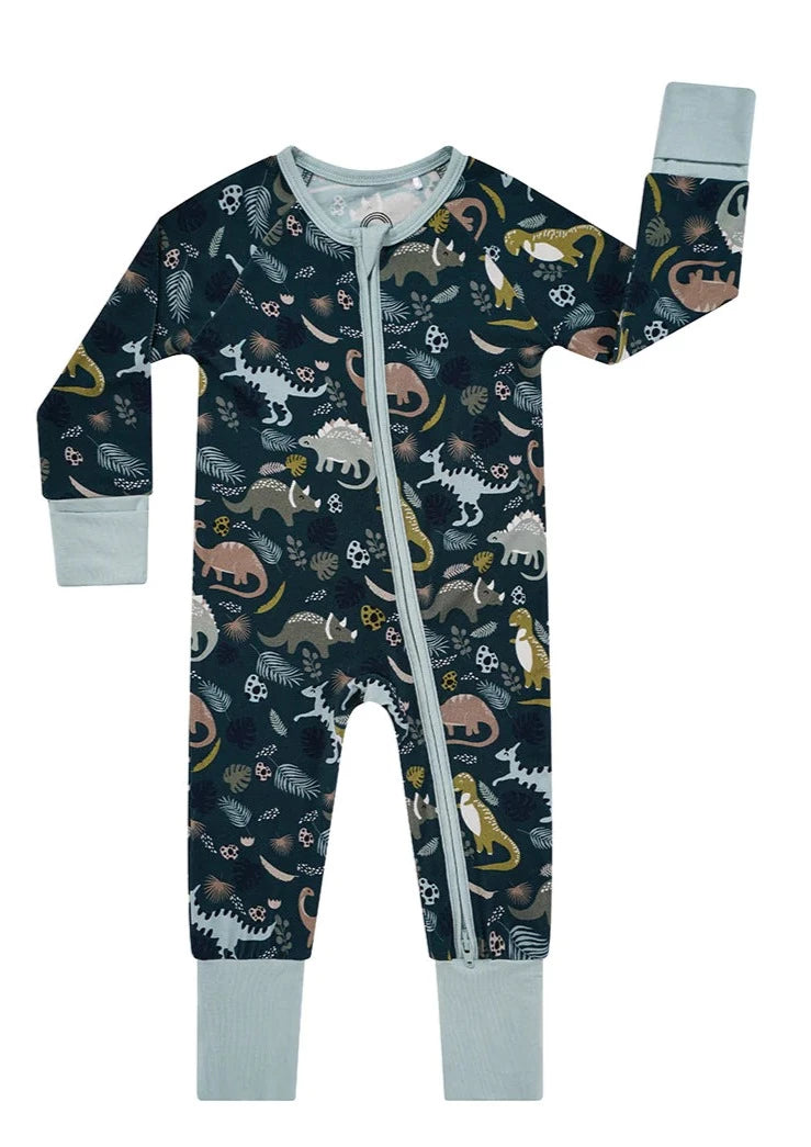 baby dinosaur bamboo convertible footie