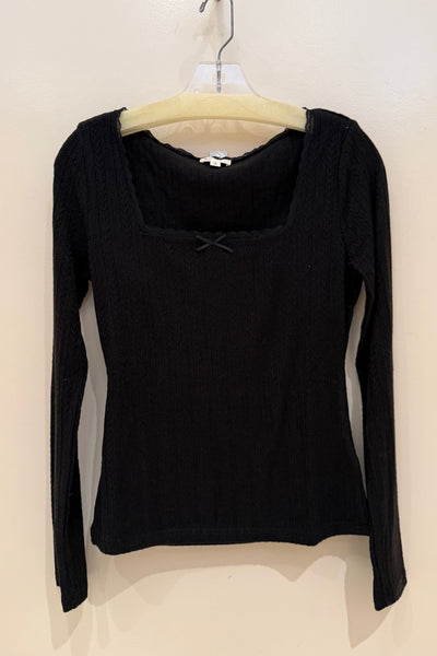 lace edge square neck pointelle tee