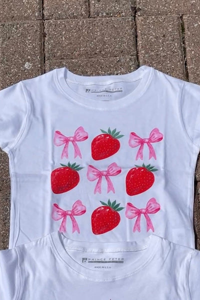 girls strawberries + bows tee