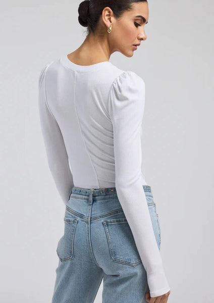 long sleeve puff rib top